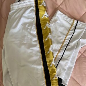 White & Gold Kappa Pants